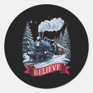 All Aboard Polar Express Christmas North Pole Xmas Classic Round Sticker