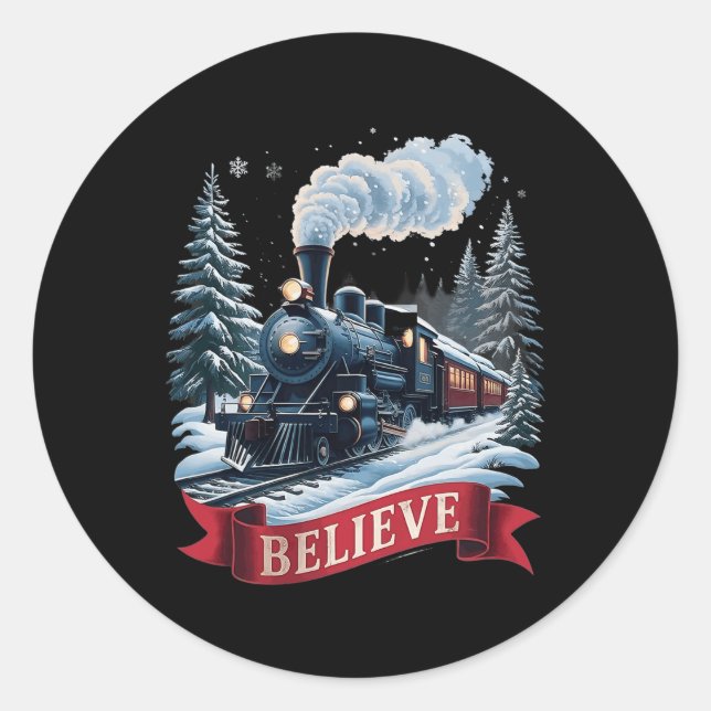 All Aboard Polar Express Christmas North Pole Xmas Classic Round Sticker (Front)