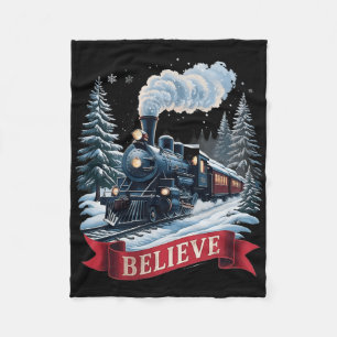 All Aboard Polar Express Christmas North Pole Xmas Fleece Blanket