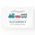 All Aboard Steam Train Blue Boy Birthday