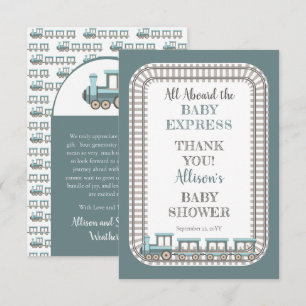 All Aboard the Baby Express Boy Baby Shower Thank You Card