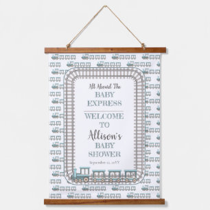 All Aboard the Baby Express Train Boy Baby Shower Hanging Tapestry
