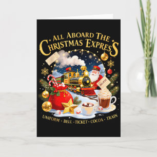 All Aboard The Christmas Express Train Santa Holid Card
