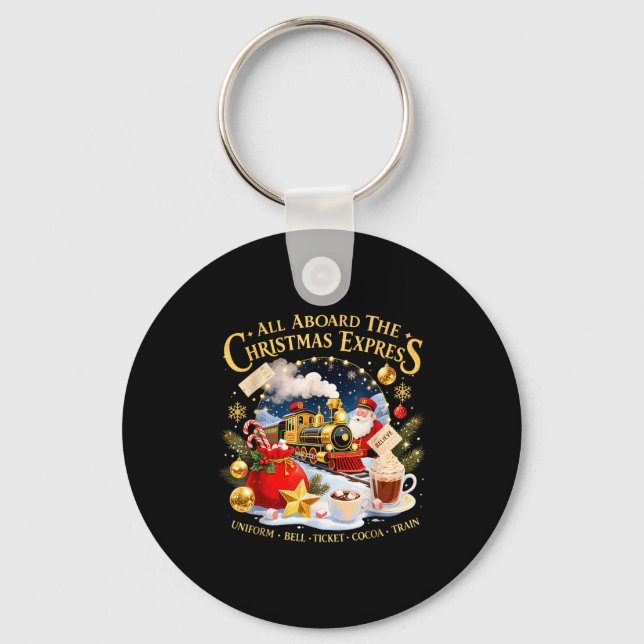 All Aboard The Christmas Express Train Santa Holid Keychain (Front)