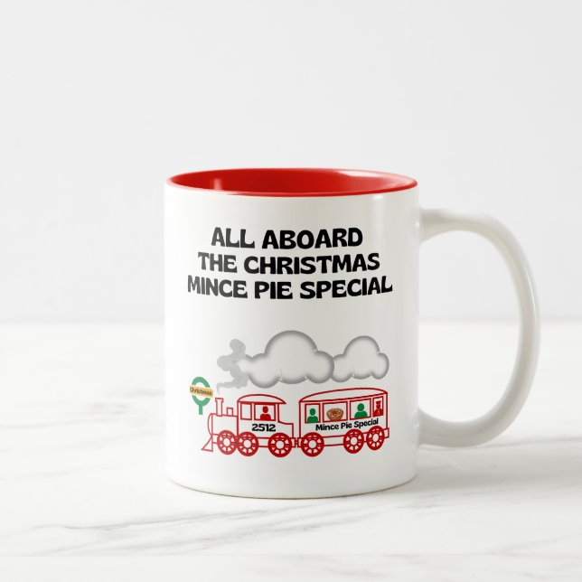 All Aboard the Christmas Mince Pie Special Two-Tone Coffee Mug (Right)