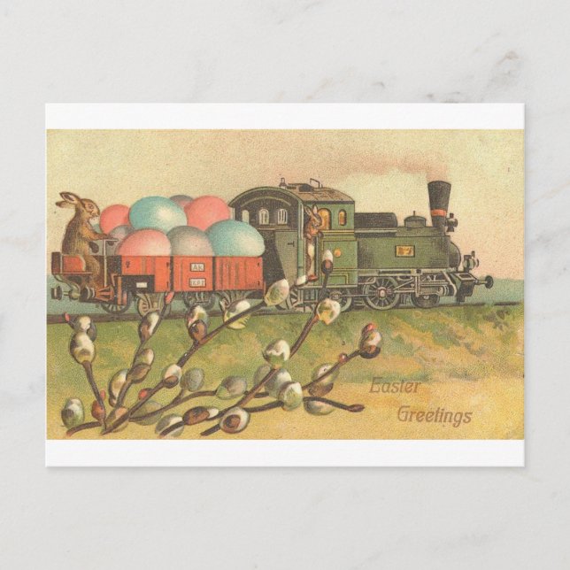 All Aboard ! The Easter Train ! Holiday Postcard (Front)