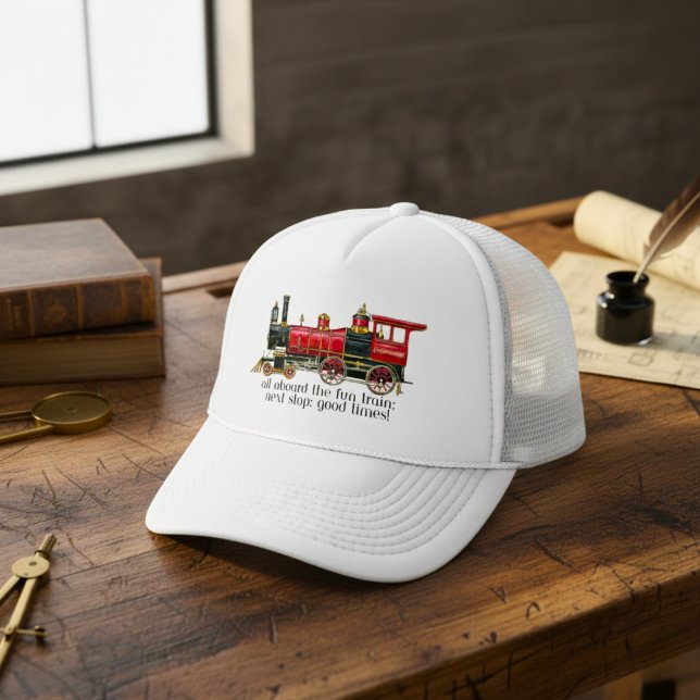 All Aboard The Fun Train Baseball Cap (All Aboard The Fun Train Baseball Cap)