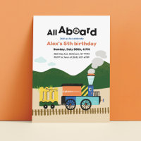 All Aboard the Train Birthday Party Invitations