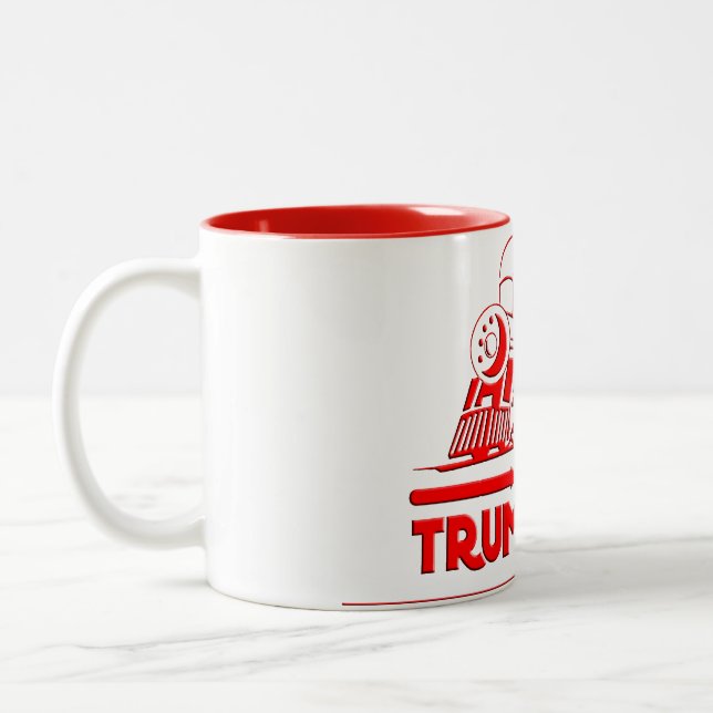 ALL ABOARD THE TRUMP TRAIN MAGA GEAR Two-Tone COFFEE MUG (Left)