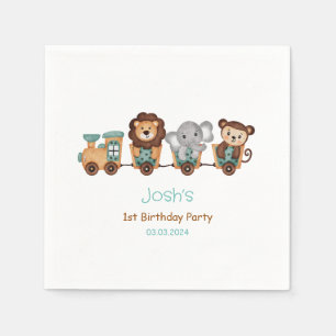 ALL ABOARD Train Fiesta Kids Birthday Napkin