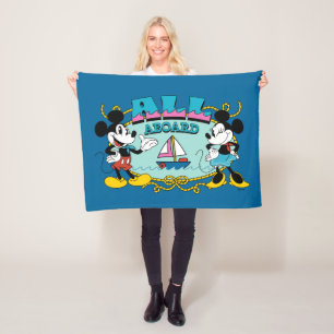All Aboard Vintage Mickey & Minnie Sailor Graphic Fleece Blanket