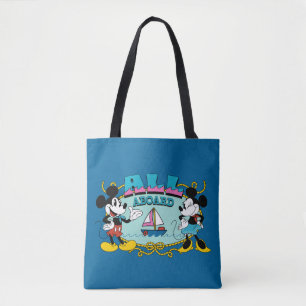 All Aboard Vintage Mickey & Minnie Sailor Graphic Tote Bag