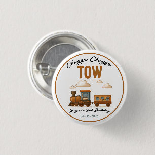 All Aboard Vintage Train 2nd Birthday party 1 Inch Round Button