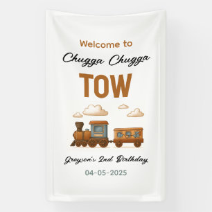All Aboard Vintage Train 2nd Birthday party Banner