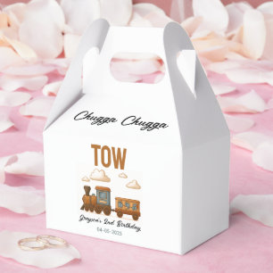All Aboard Vintage Train 2nd Birthday party Favor Box