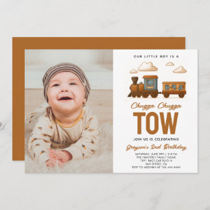 All Aboard Vintage Train 2nd Birthday party Invitation