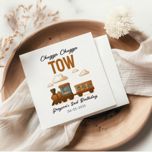 All Aboard Vintage Train 2nd Birthday party Napkin