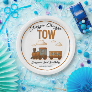 All Aboard Vintage Train 2nd Birthday party Paper Plate