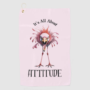 All About Attitude Funny Flamingo Golf Towel
