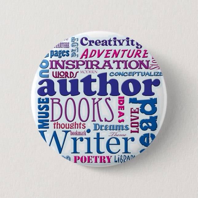 All About Authors blue 2 Inch Round Button (Front)