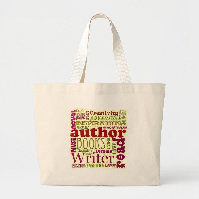 All About Authors Fun Writer Pattern  Large Tote Bag (Front)