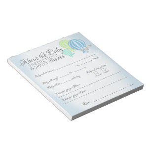 All About Baby Hot Air Balloons Shower Game Notepad