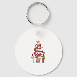 All About Christmas Spirits Cocktails Whiskey Star Keychain