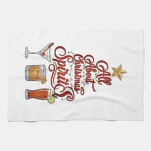 All About Christmas Spirits Cocktails Whiskey Star Kitchen Towel