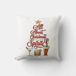 All About Christmas Spirits Cocktails Whiskey Star Throw Pillow