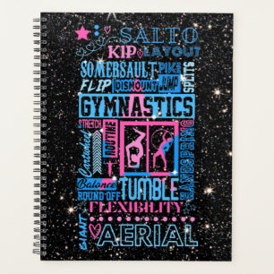All About Gymnastics Typography in Pink and Blue   Planner