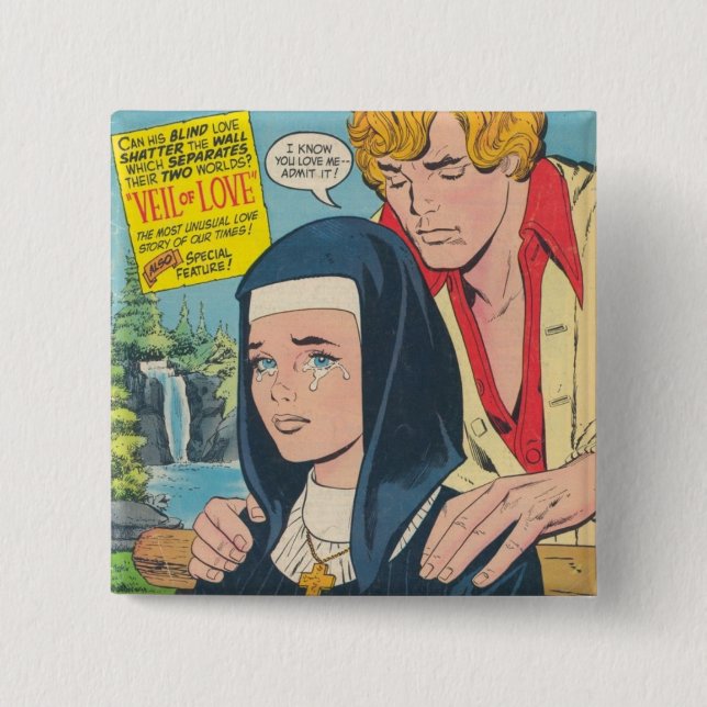 ALL ABOUT LOVE 2 INCH SQUARE BUTTON (Front)