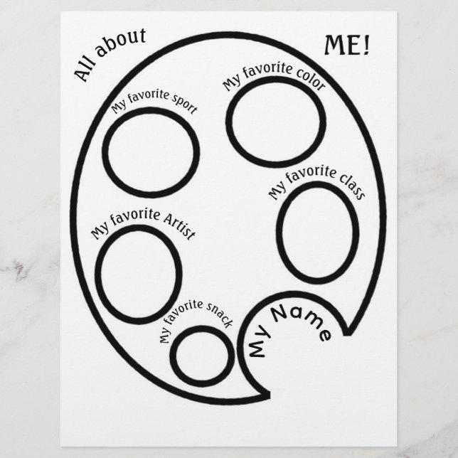 All about ME! Art Class Students Page (Front)