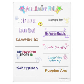 All About Me Customize it Clipboard