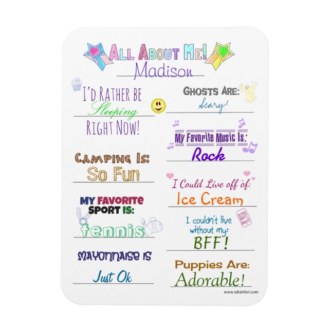 All About Me Customize it Magnet (Vertical)