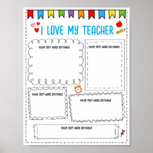 All about my teacher editable template poster