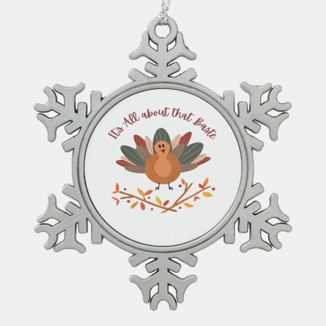 All About That Baste Classic Sloth Snowflake Pewter Christmas Ornament (Front)