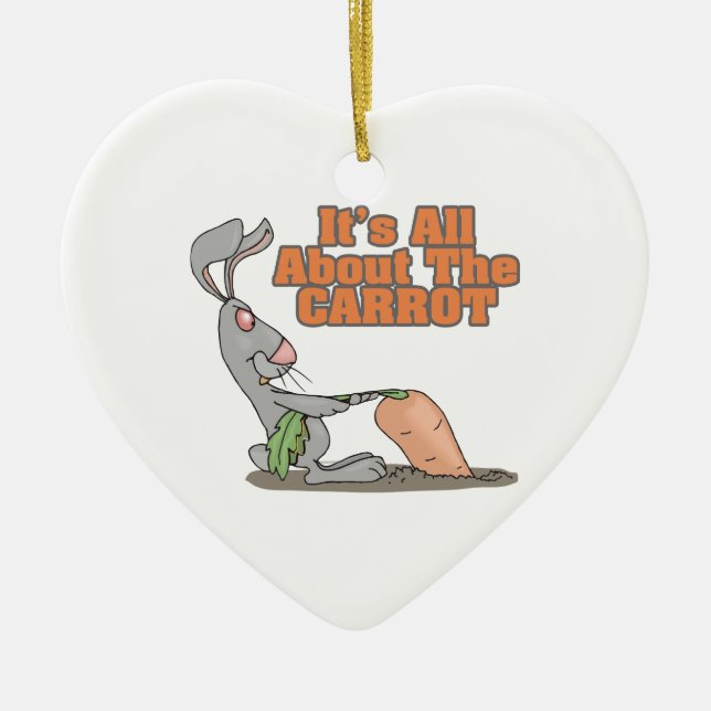 all about the carrot funny bunny rabbit cartoon ceramic ornament (Front)