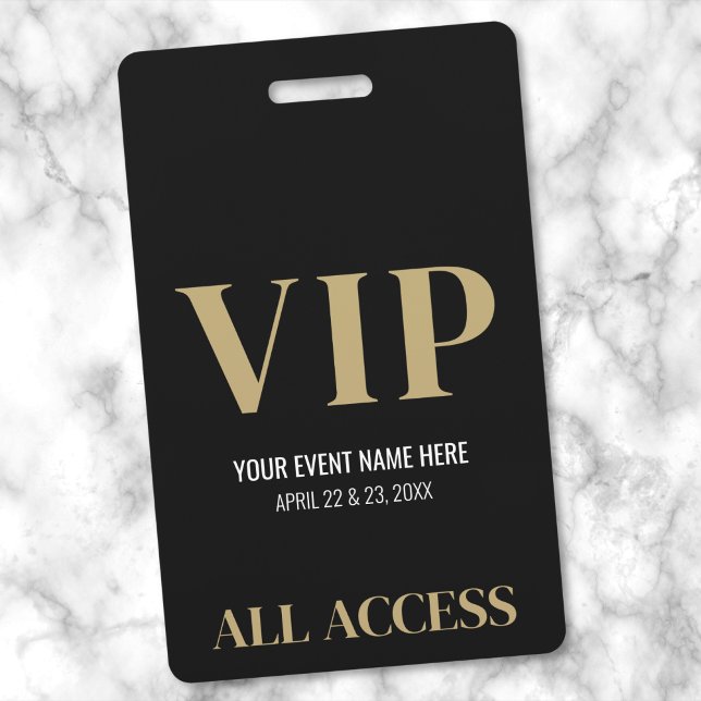 All Access Elegant Black Gold Event VIP Badge (All Access Elegant Black Gold Special Event VIP Badge)