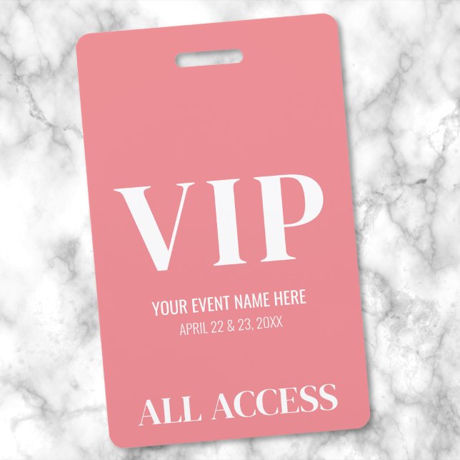 All Access Girly Pink Simple VIP Event Badge (All Access Girly Pink Simple VIP Event Badge)