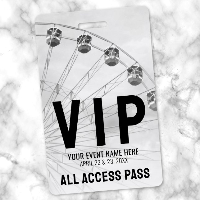 All Access Pass Black White VIP Badge (All Access Pass Black White VIP Badge)