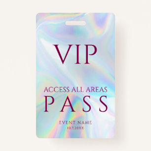 All Access Pass Holographic VIP Festival Custom Badge