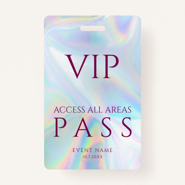All Access Pass Holographic VIP Festival Custom Badge (Front)