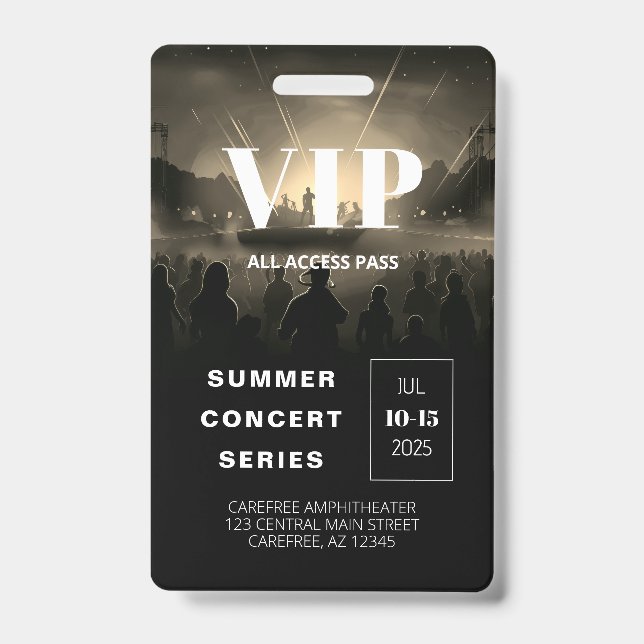 All Access Pass QR Code Concert Badge (Front)