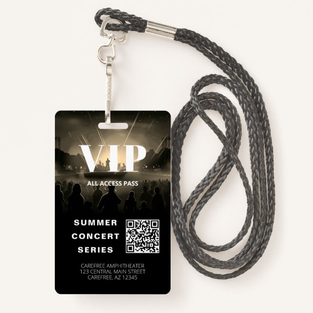 All Access Pass QR Code Concert Badge (Back with Lanyard)
