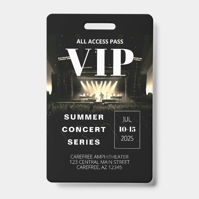 All Access Pass QR Code Concert Badge (Front)