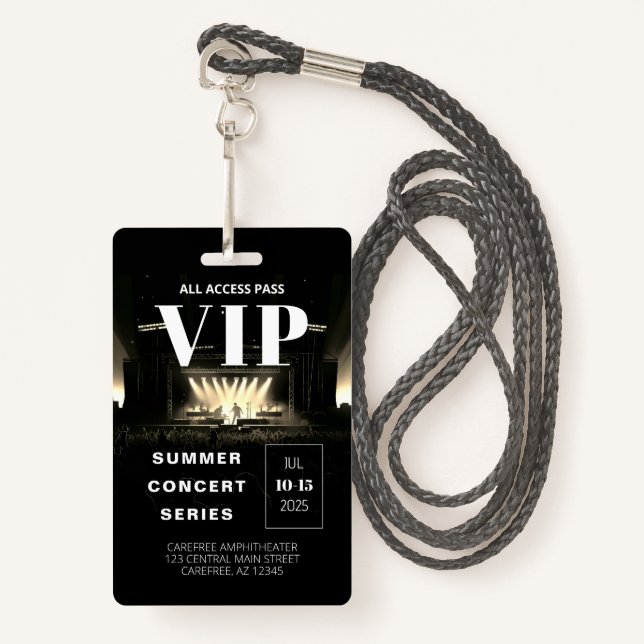 All Access Pass QR Code Concert Badge (Front with Lanyard)