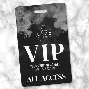 All Access Your Logo Black White VIP Badge