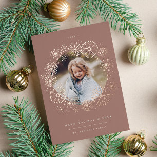 All Aflurry   Single Photo Rose Gold Foil Holiday Card
