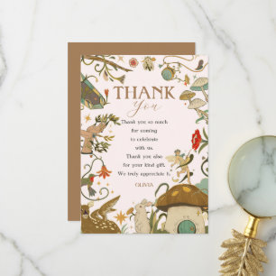  All age Mushroom Forest fairy girl birthday  Thank You Card