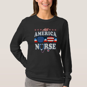 All America Nurse 4thof July Patriotic Usa Flag Me T-Shirt